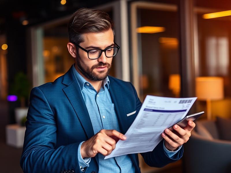Business owner reviewing merchant processing statement with Processing Bros